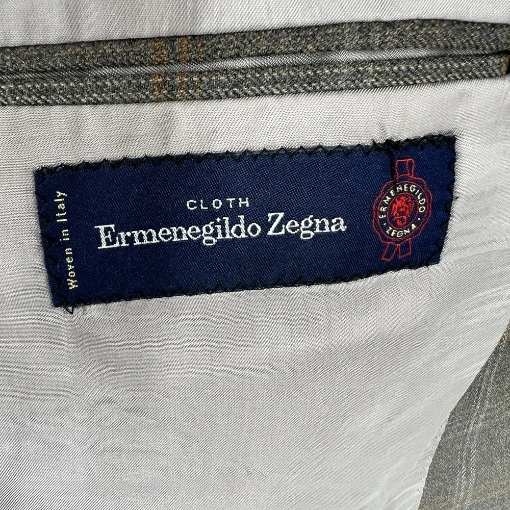 Ermenegildo Zegna Blazer Windowpane Plaid Suit Jacket Size‎ 43R